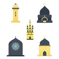 Islamic Symbol Elements Set of Mosque Dome Minaret Building Architecture in Ramadan Theme vector