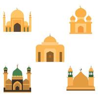 Islamic Symbol Elements Set of Golden Mosque Building Architecture in Ramadan vector