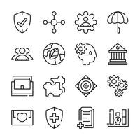 Line Art Icon Set of Healthy Financial Business with Problem Solving Setting vector