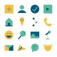 Flat Design Icon Set of Communication Message Information Digital Network Business vector