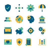 Flat Design Icon Set of Healthy Financial Business with Problem Solving Setting vector