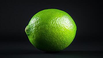 lime isolated on black background photo