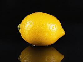 lemon isolated on black background photo