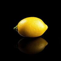 lemon isolated on black background photo