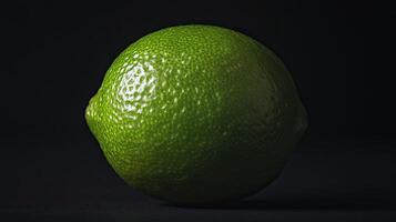 lime isolated on black background photo