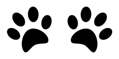 Silhouettes of pads of the cat paws. Animal paw prints on ground. Simple black and white image isolated on white background vector