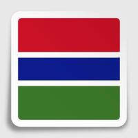 Gambia flag icon on paper square sticker with shadow. Button for mobile application or web. image vector