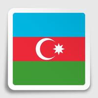 Azerbaijan flag icon on paper square sticker with shadow. Button for mobile application or web. image vector