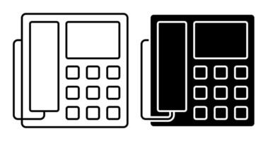 Linear icon. Fixed wired office telephone with buttons. Communication between subscribers. Simple black and white image isolated on white background vector