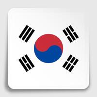 SOUTH KOREA flag icon on paper square sticker with shadow. Button for mobile application or web. image vector