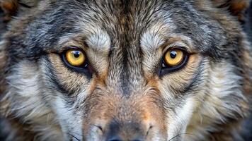 Eyes of wolf. dangerous mammal. close up view. . photo