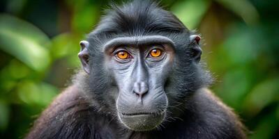 a close up face of monkey. . photo