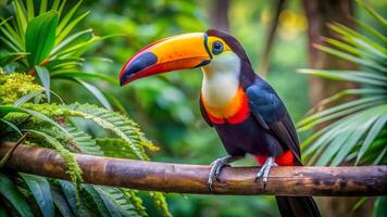 Toco toucan in the reserve of exotic tropical birds. photo