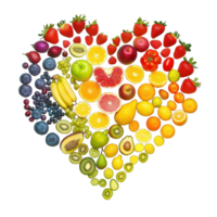 heart made of different fruit transparent background png