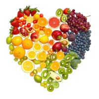 heart made of different fruit transparent background png