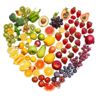 heart made of different fruit transparent background png