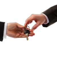 man's hand handing keys over to another man's hand transparent background png