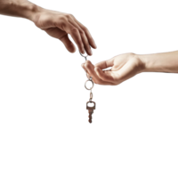 hand handing over the key to other hand transparent background png