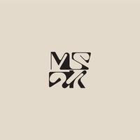 elegant initial logo bold style and luxury concept MK curved typography monogram letter vector