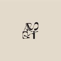 elegant initial logo bold style and luxury concept AT curved typography monogram letter vector