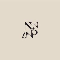 elegant initial logo bold style and luxury concept NP curved typography monogram letter vector