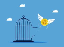 bitcoin in a cage with wings vector