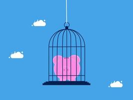 pink piggy in a cage with a bird on top vector