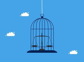 a bird cage with scales on it and clouds in the background vector