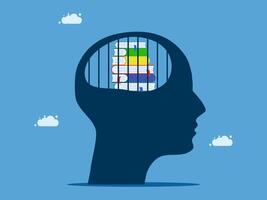a person's head with books inside it vector