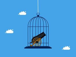 a cannon in a cage with a cloud in the background vector