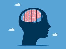 a man's head with a brain inside it vector