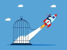 businessman flying out of a cage vector