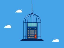 a calculator is hanging from a cage with clouds in the background vector