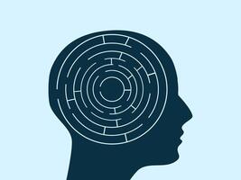 a silhouette of a man's head with a maze in the middle vector