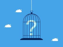 a bird cage with a question mark on it vector
