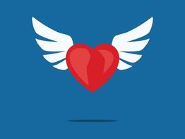 a heart with wings on a blue background vector
