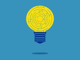 an illustration of a light bulb with a maze inside vector