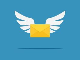 an envelope with wings on a blue background vector