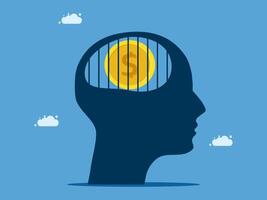 a man's head with a gold coin inside it vector