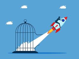 a rocket is flying out of a cage vector