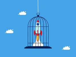 a rocket is inside a cage with clouds in the background vector