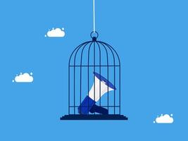 a bird in a cage with a megaphone on top of it vector