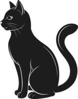 Graceful Cat Silhouette - Black and White Feline Illustration for Pet, Art, and Design Projects vector