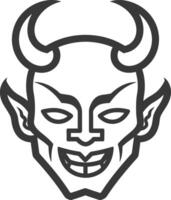 A black and white illustration of a devil's face vector
