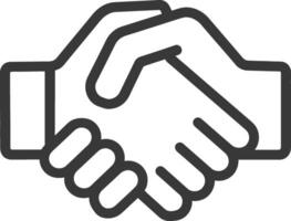 A black and white illustration of two hands shaking vector