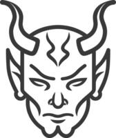 A devil face with horns on a white background vector