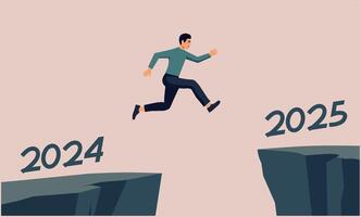 a man jumping over a cliff to the future vector
