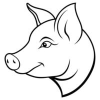 minimalistic silhouette of a pig s head vector