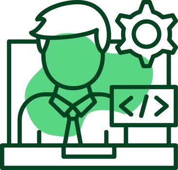 programador contorno estilo icono vector