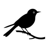 Silhouette of a small bird perched on a branch in minimalist style vector